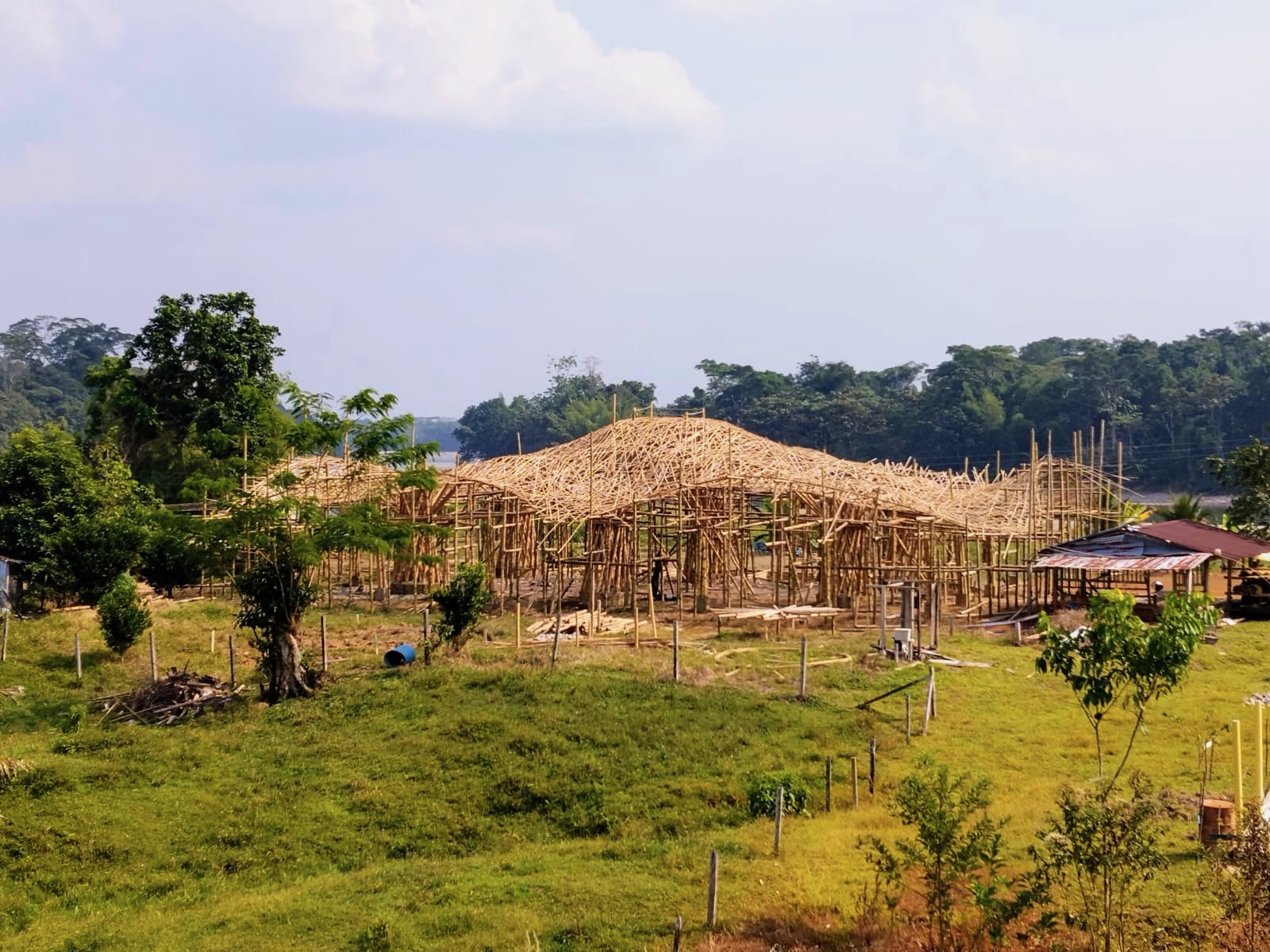 Bamboo structure taking shape at El Diviso